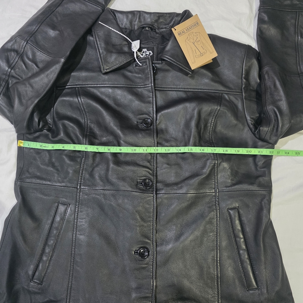 NWT Kandis Black 3/4 Length 100% Lambskin Leather Car Coat/Jacket. XL - Picture 11 of 13